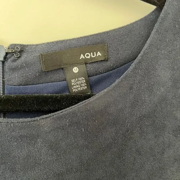 Aqua Faux suede Navy Blue Dress Size M - Picture 4 of 5